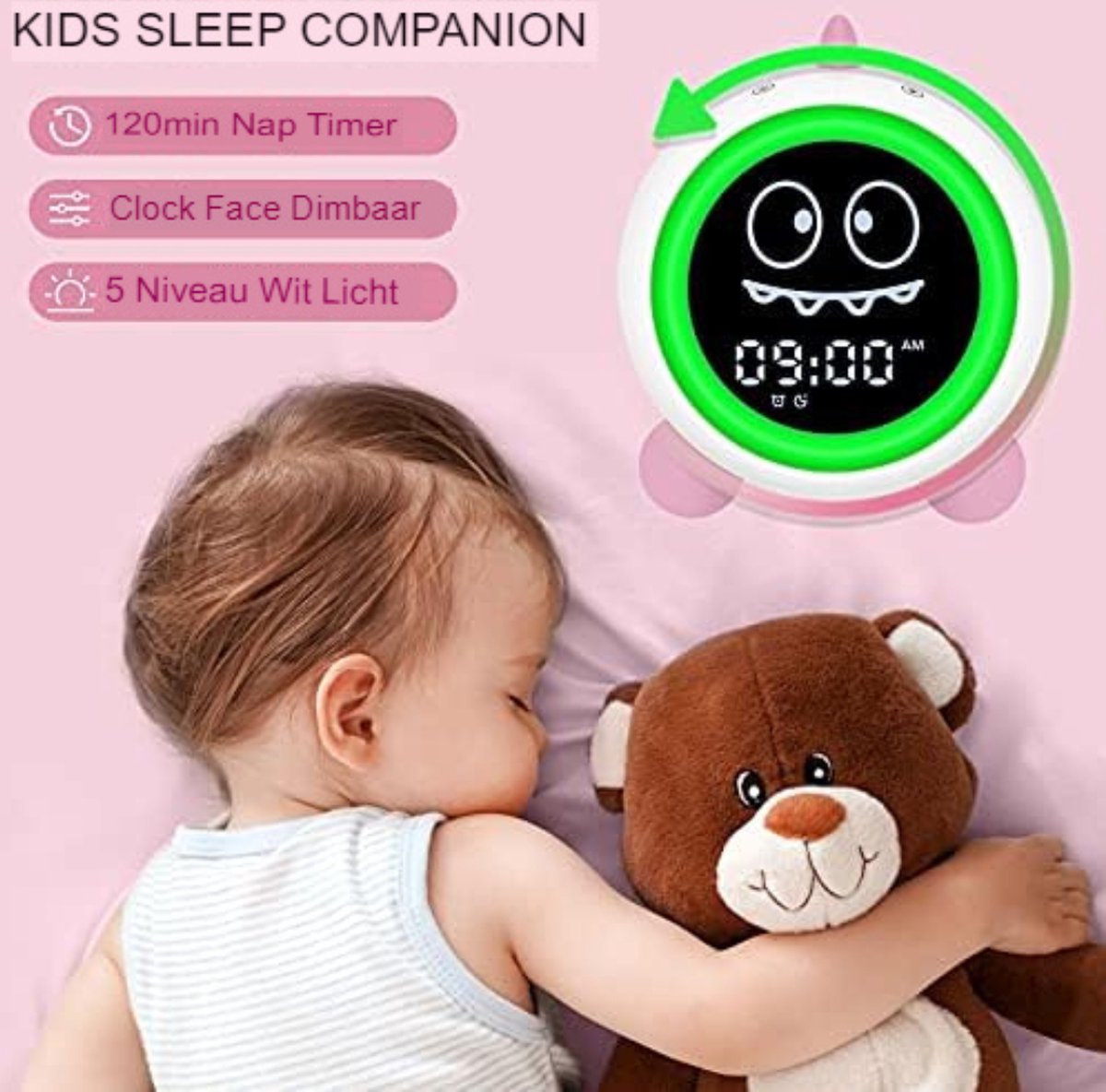 Nachtlampje Kind Mika De Muis Slaaptrainer En Nachtlampje - Wake-up Light Voor Kinderen, Kinderklok Met Instelbaar Licht | BPA-vrij, Energiezuinig, 2 Lichtkleuren Dimbaar Nachtlampje Kind