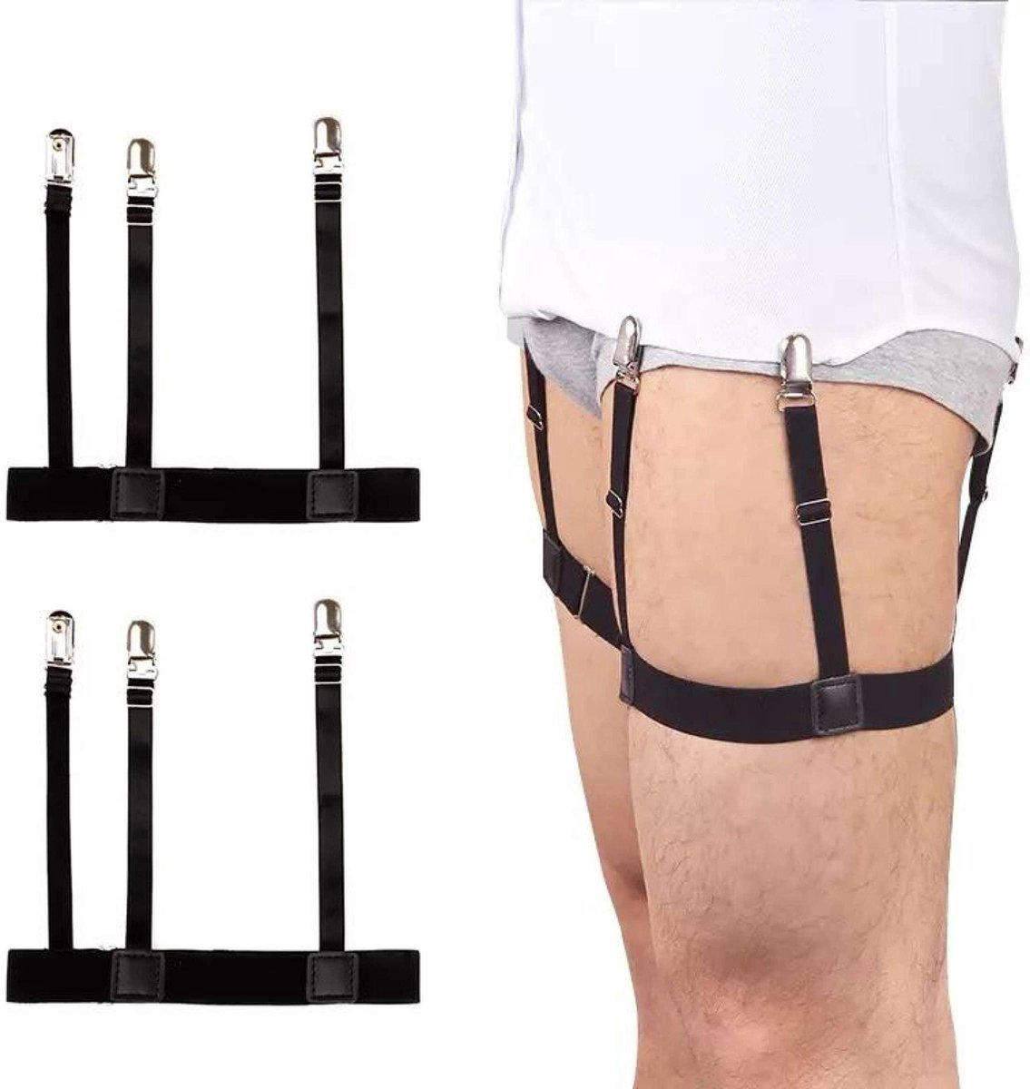 Go Go Gadget - "Heren-Overhemd-Bretels-Per-Paar-Zwart-Elastisch-Shirt-Stays"