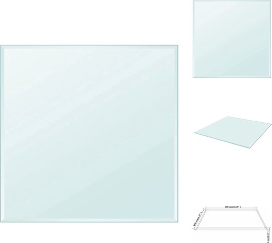 vidaXL Gehard glas - Eettafel - 800 x 800 mm - Transparant - Tafelonderdeel
