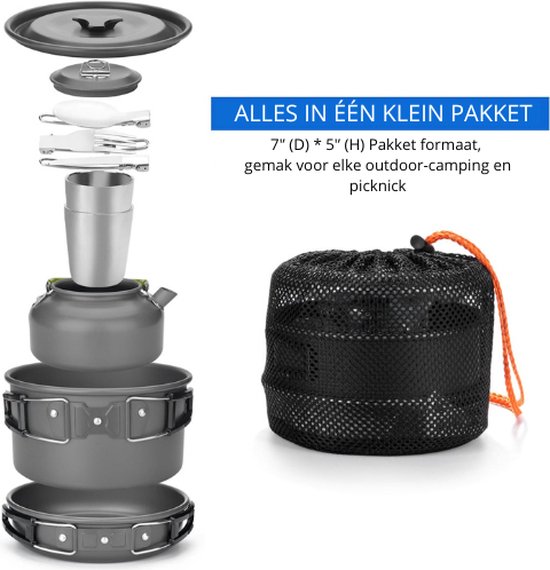 Campingservies set Camping Pannenset Camping Kookset 1.1L Camping