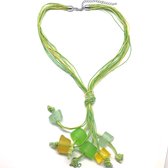 Collier Behave - femme - collier avec pendentif - vert - jaune - perles - 45 cm