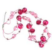 Behave - sautoir - collier de perles - fuchsia - rose - 70cm