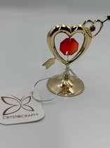 24-karaats goud verguld Mini Hart met pijl versierd met Bohemia kristallen