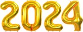 Folie Ballon Cijfer 2024 Oud En Nieuw Versiering Nieuw Jaar Feest Artikelen Happy New Year Decoratie Goud - 36 Cm
