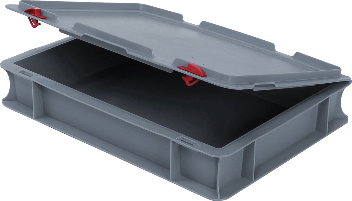 Alpac Stapelbak met deksel - Opbergbak - 400 x 300 x 95 mm - 6L - Grijs