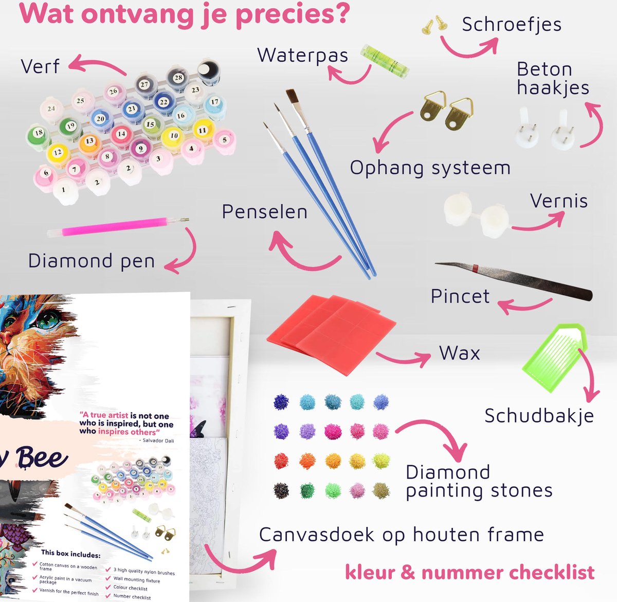 Schilderen Op Nummer Volwassenen DIY Hybrid Paint By Number Diamond Painting - Compleet Hobby Pakket op Frame met Vernis - ®Arty Bee - The Lion King - 40x50cm — afbeelding 2