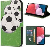 Geschikt Voor Samsung Galaxy A14 Hoesje - Solidenz Bookcase A14 - Telefoonhoesje A14 - A14 Case Met Pasjeshouder - Cover Hoes - Voetbal