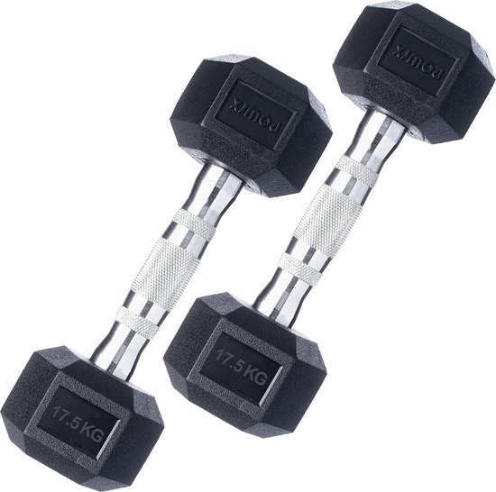 Foto: Powrx gietijzeren dumbbell set van 2 20kg 30kg 35kg 50kg varianten gekartelde stangen met stersloten voor kracht en duurtraining 2 x 10 kg 