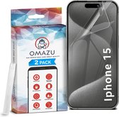 iPhone 15 OMAZU 3D Flex TPU Screenprotector, 2 Pack -100% Transparant - Edge to Edge protector - krasherstellende coating- geen glas