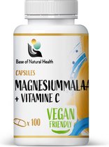 Base Of Natural Health - Magnesium + Vitamine C 75g 100 stuks - In Tabletten - Voedingssupplement - Magnesium - - Goed Opneembare - Magnesium is Goed voor de Spieren & Vitamine C Ondersteunt de Natuurlijke Weerstand - Hooggedoseerd
