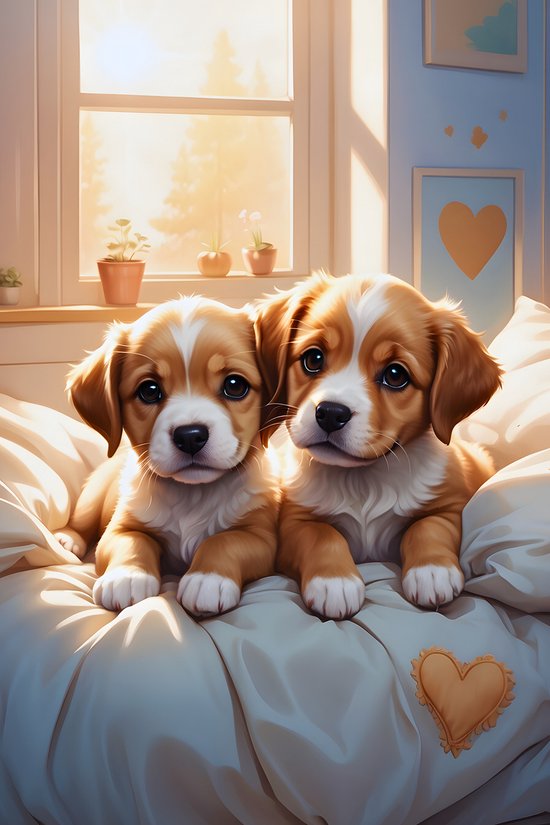 Puppy Poster | Hondenposter | Kinderposter | Babyposter | Kinderkamer | Dierenposter | Babydier | 51x71cm | Wanddecoratie | Muurposter | MT | Geschikt om in te lijsten