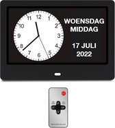 Horloge numérique contre la démence - Horloge calendrier avec date et jour - Télécommande - Néerlandais + Manuel NL
