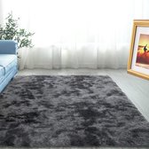 Pluizig tapijt 90x150cm shaggy tapijt hoogpolig tapijt voor slaapkamer, woonkamer, tieners/meisjeskamer - donkergrijs