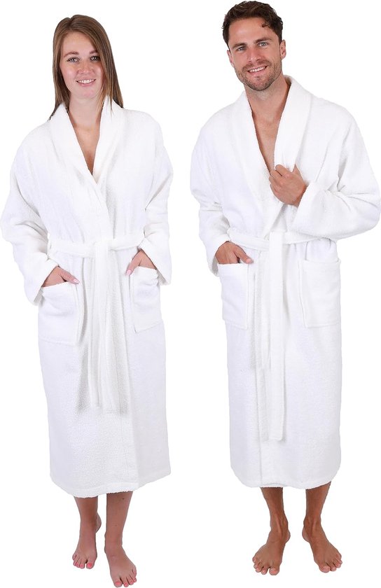 Badjas badstof met sjaalkraag voor dames en heren 100% katoenen saunabadjas - lange badjas - saunajas