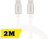 Swissten USB-C naar USB-C Kabel voor o.a. Samsung, Apple iPhone 15 & iPad - 2M - Zilver