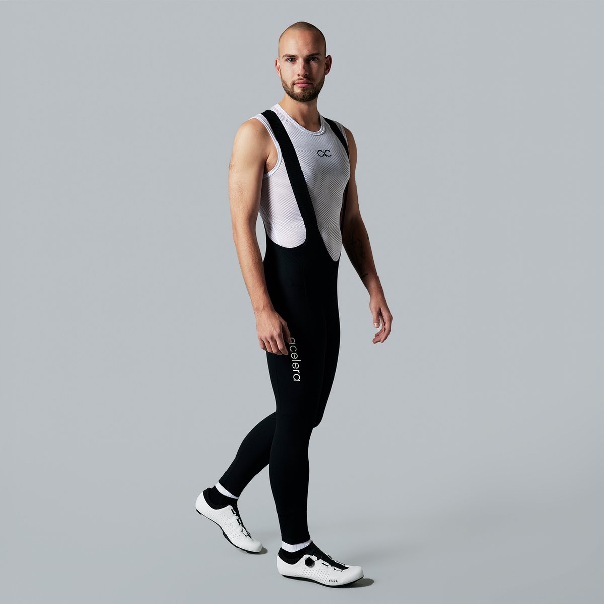 Acelera Intermediate Fietsbroek Lang heren met Zeem en Bretels - Thermo Lange Wielerbroek - Winter Fietsbroek Lang - Zwart - Maat M