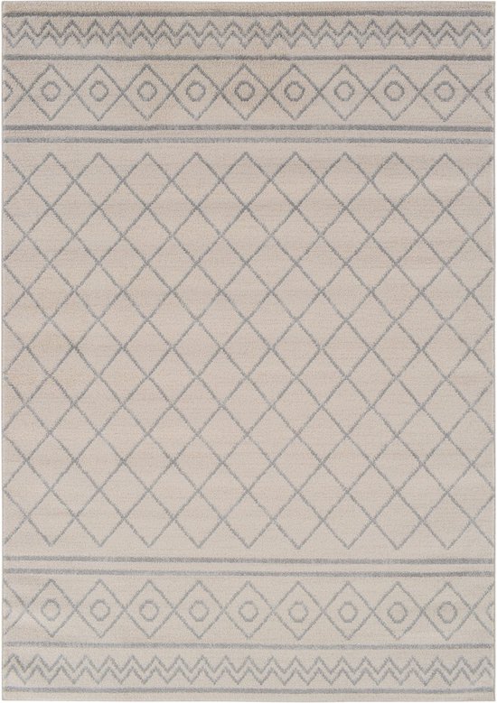 Vercai Rugs Firenze Collectie - Laagpolig Vloerkleed - Polypropyleen - Wit Grijs - 160x230 cm