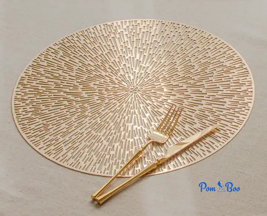 Gouden- Placemats - Rond - 38 cm - 4 stuks - Onderlegger - Hitte bestendig - Goud - Luxe uitstraling - Open gewerkt