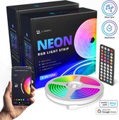 Lideka® Slimme NEON RGB LED strip van 6 meter - 16 miljoen kleurenopties - muziekoptie - uitgebreide top app - IP68 bescherming - compatibel met Google en Alexa - Moederdag cadeautje