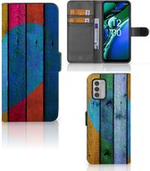 Mobiel Bookcase Geschikt voor Nokia G42 Smartphone Hoesje Wood Heart