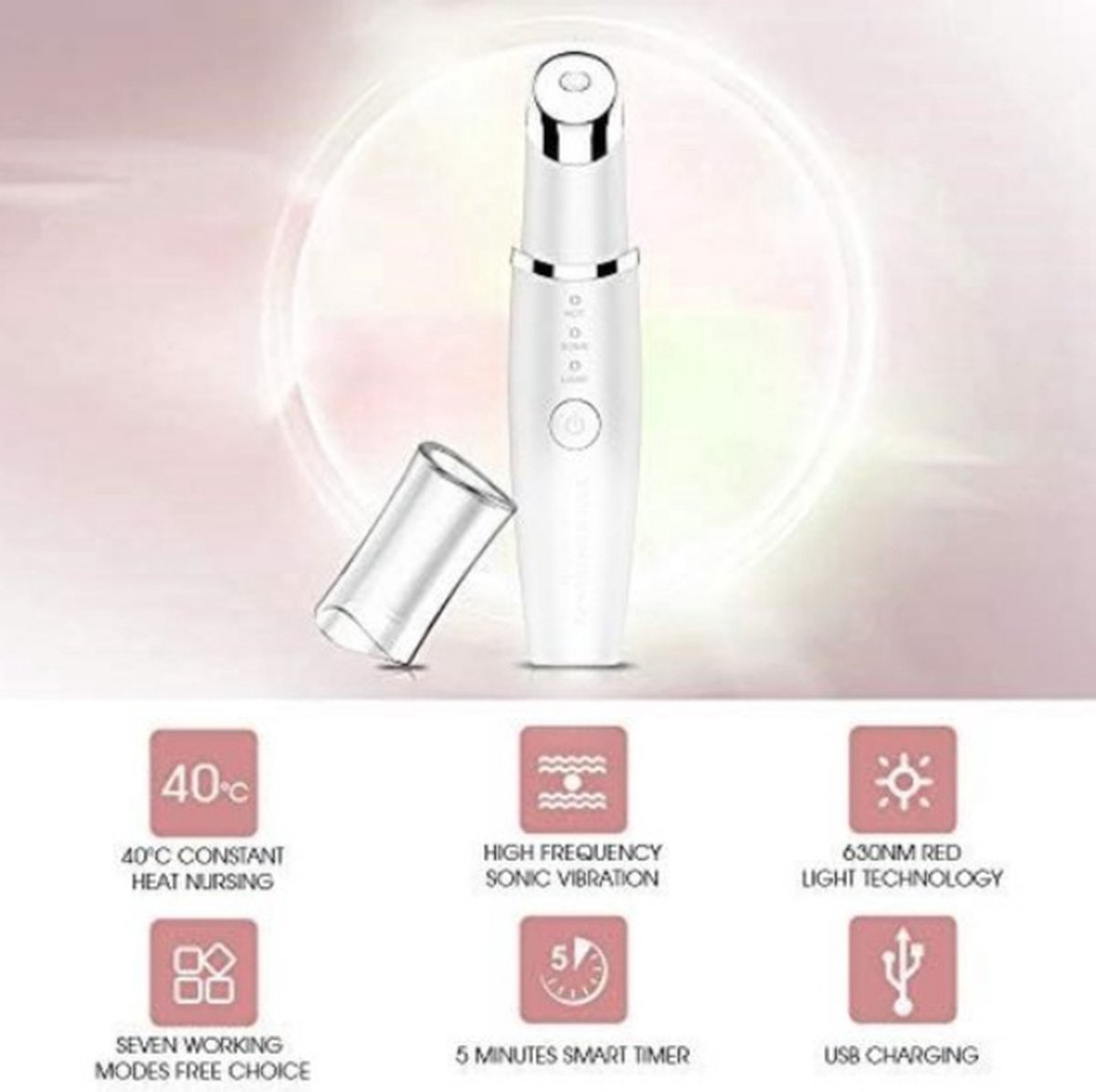 BeltAvenue Oogmassage Apparaat Wit 38-45°C - afbeelding 2