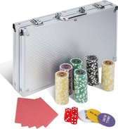 Mallette de Poker Valise en Aluminium Jetons de poker avec 300 Jetons et Cartes de Poker - Argent