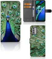 Wallet Book Case Geschikt voor Nokia G42 GSM Hoesje Pauw