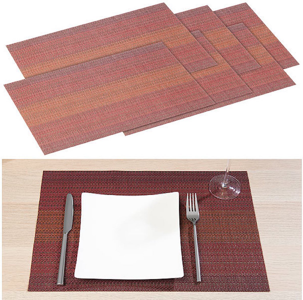 Rosenstein & Söhne placemats wasbaar: Set van 6 wasbare placemats in een mooie geweven look, 45 x 30 cm