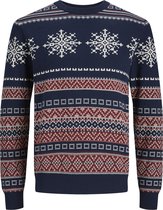 Jack & Jones Heren Kersttrui Gebreid JORSNOWBALL Navy Blazer Blauw - Maat S