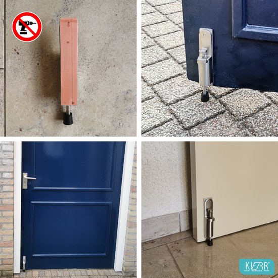 Foto: Kierr hold 100 kierr deurstopper met kleine uitslag 2 cm blinde montage windhaak zonder boren en schroeven deurklem deurstop deurstoppers deurbeveiliging rvs