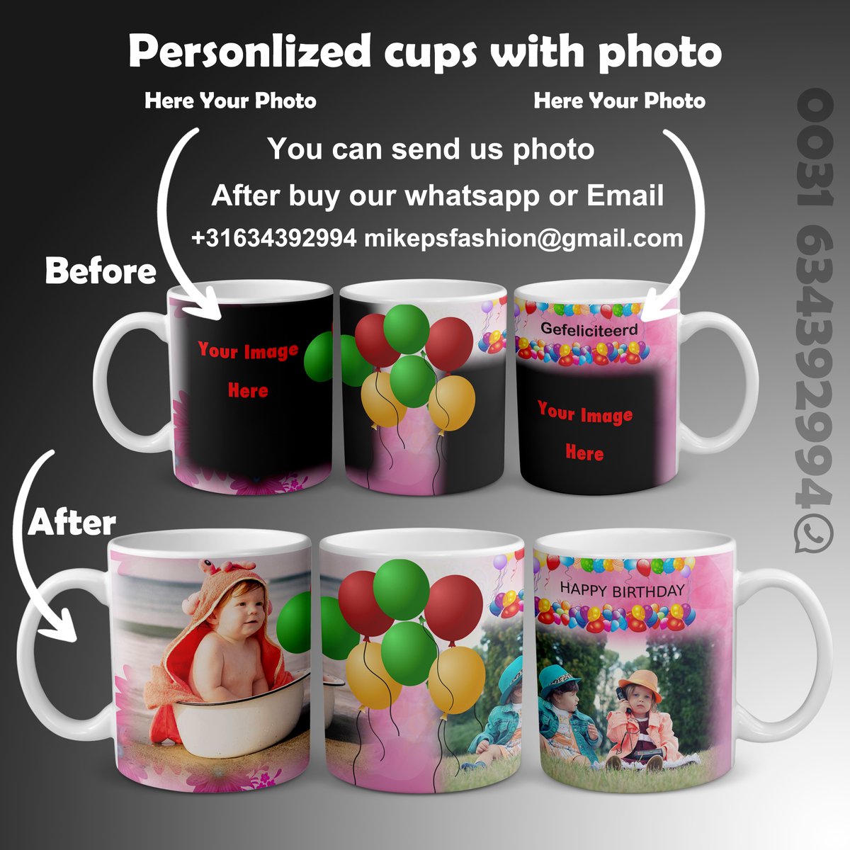 Personalized mug - Mug with Photo - Happy birthday mug - Birthday gift - Gift for Kids - Gift for wife - Gift for her - Gift for him - Funny gift - Tea glasses - Valentine gifts - Coffee cups
