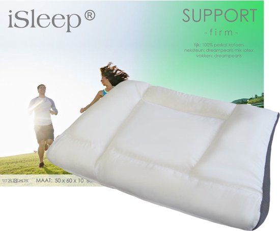 Oreiller de soutien iSleep - Ferme - Oreiller robuste - 50x60x10 cm - Wit - Support de nuque et bande de ventilation