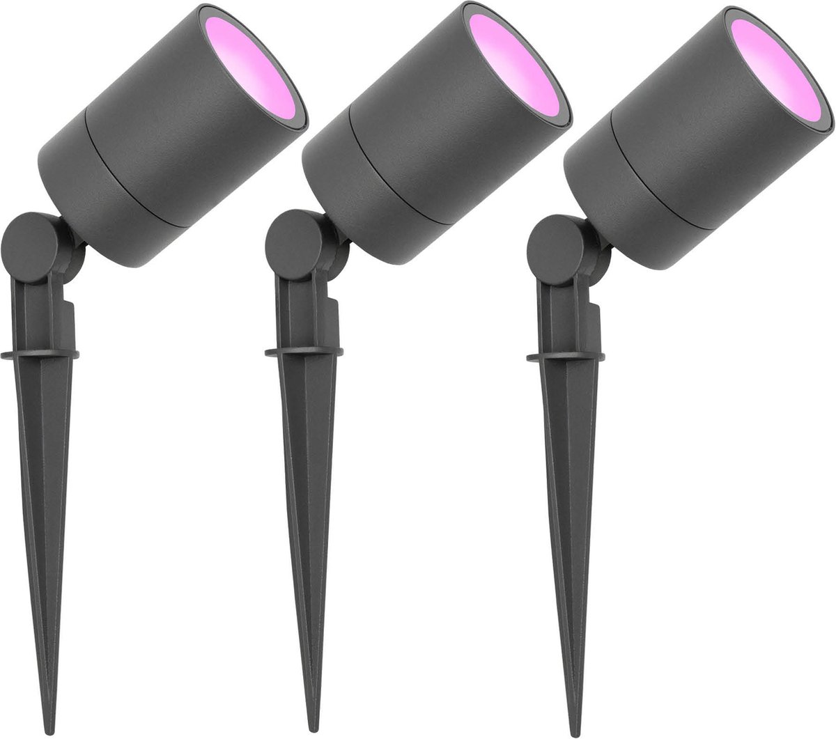 Ledvion - 3X SMART Wifi LED Prikspots Antraciet - IP65 - 5W - 1M