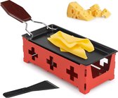 Bol.com 2 personen anti-aanbakkaas raclette rotaster oven met siliconen spatel voor het smelten van kaas chocoladerood aanbieding