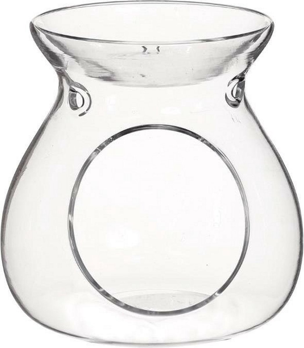 Ideas4seasons Geurbrander - amberblokjes/geurblokjes/geurolie - glas - transparant - D10 x H10 cm