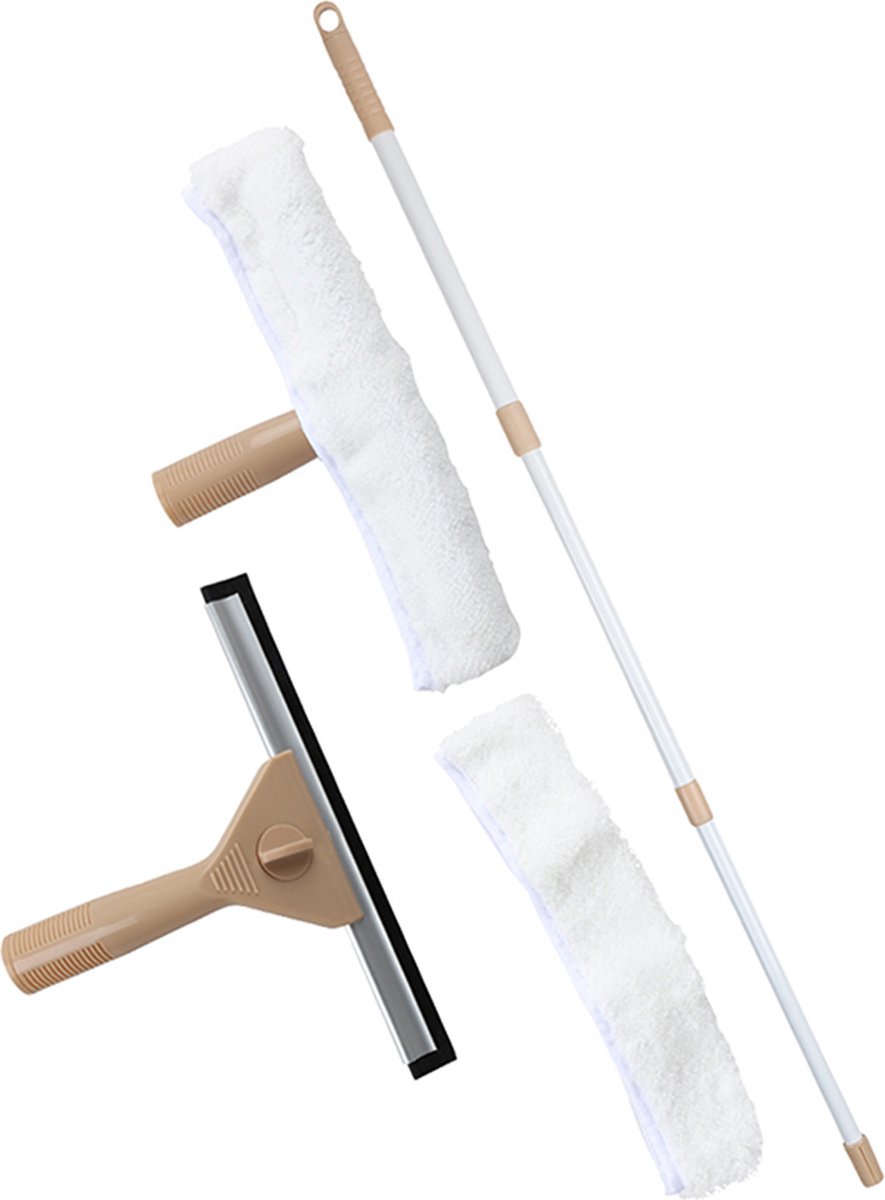 Goedkoopste Urban Living Raamwisser met telescoopsteel - 5-delig - 128 cm - beige - ramenwasser