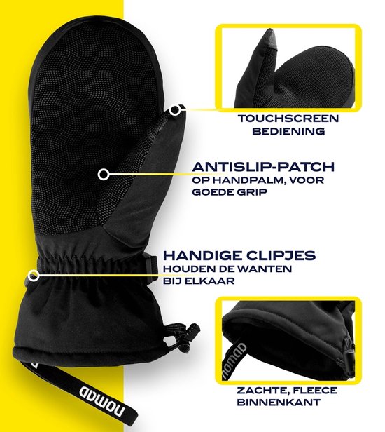 Mitaines d'hiver imperméables NOMAD® Premium L | Noir | Messieurs et dames | Mitaines de snowboard / ski / Sports d'hiver | Écran tactile
