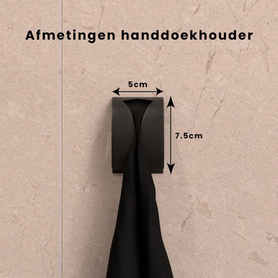 Waal© 2 Stuks RVS Handdoekhouders Zwart - Zelfklevend - Handdoek Klem