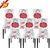 Housses de siège pour Noël, ensemble de 6 pièces universelles, extensibles, modernes, chaises à bascule, élastiques et durables, housses de chaise pour décoration de vacances de Noël (crème/Noël, 6 pièces)