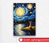 De sterrennacht - Woonkamer acryl childerij - slaapkamer acryl schilderij - liefde - Van gogh - donker schilderij - 80 x 120 cm 10mm
