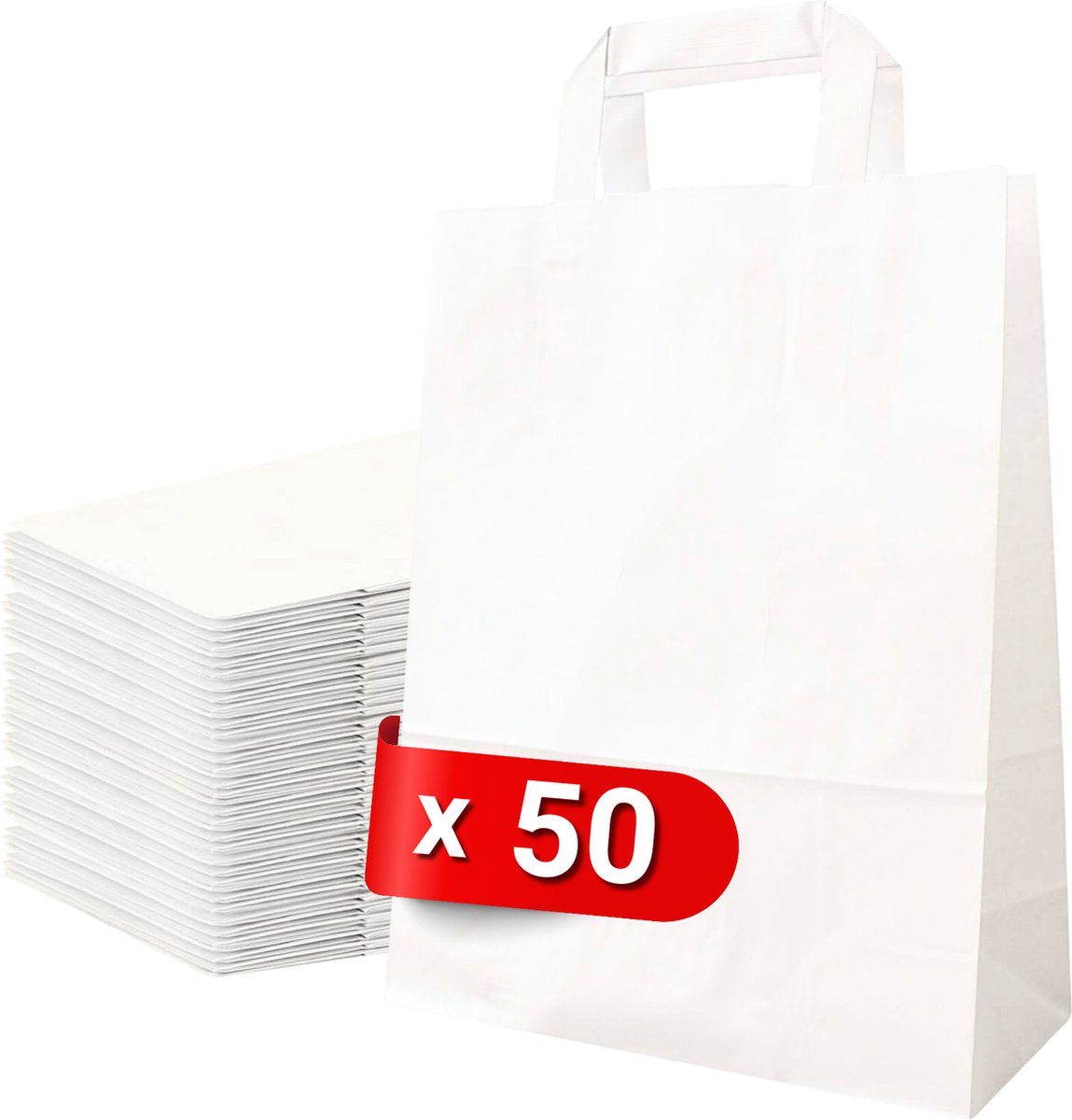 Tavas Papieren tasjes 50 stuks wit 22x10x28 cm papieren tasjes met handvat Cadeautasjes verjaardag