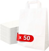 Tavas Sacs en papier 50 pièces sacs en papier blanc 22x10x28 cm avec poignée sacs cadeaux de Noël
