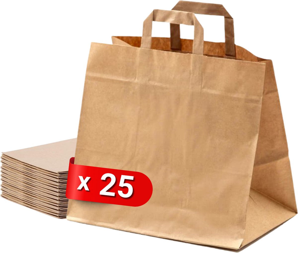 Tavas Papieren tasjes 25 stuks bruin 32x17x27 cm papieren tasjes met handvat Cadeautasjes verjaardag