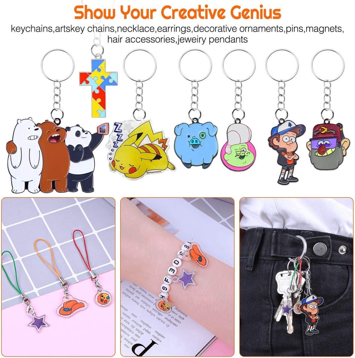 BOTC Krimpfolie set - 164-Delig Krimpie Dinkie Pakket - Knutselen Krimpie Dimpie - Sieraden en sleutelhangers maken — cadeau in Hobby - foto 7