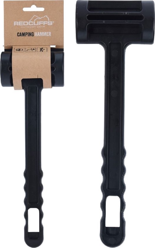 Redcliffs Kunststof camping hamer - zwart - 30 cm - haringen inslaan - kamperen