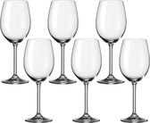 Daily, rode wijnglas in basic-stijl, rode wijnbeker met steel en 460 ml inhoud, 6-delig, glas, 6 stuks (1 stuk), 6 stuks