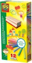 SES - Schoolbordkrijtjes met wisser - stofvrij - heldere kleuren