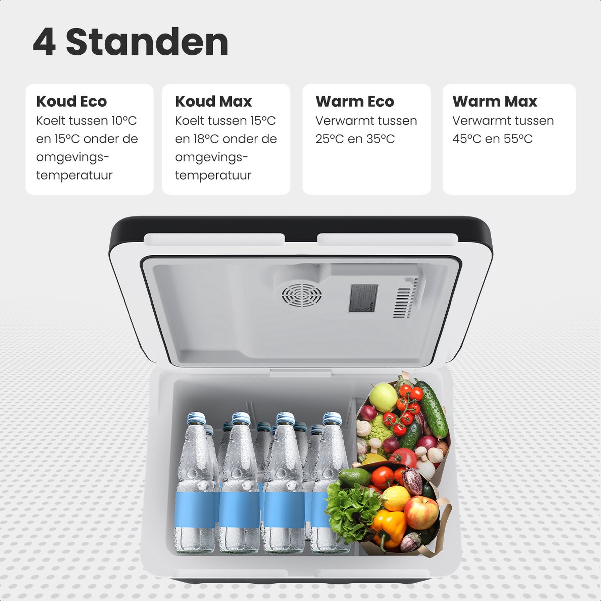 Auronic Koelbox Elektrisch 12V en 230 volt - 40L - Auto - Camping Koelkast - Koelen en Verwarmen - Frigobox - Zwart — afbeelding 7