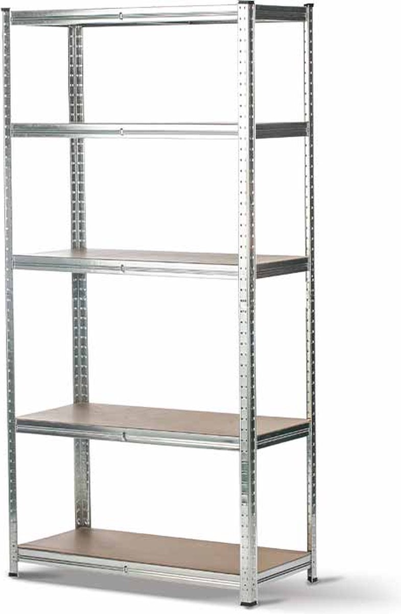 Stellingkast - Opbergrek - Magazijnstelling - 180x90x40cm - 5 planken - Max 875kg - 175kg per plank - Zilver