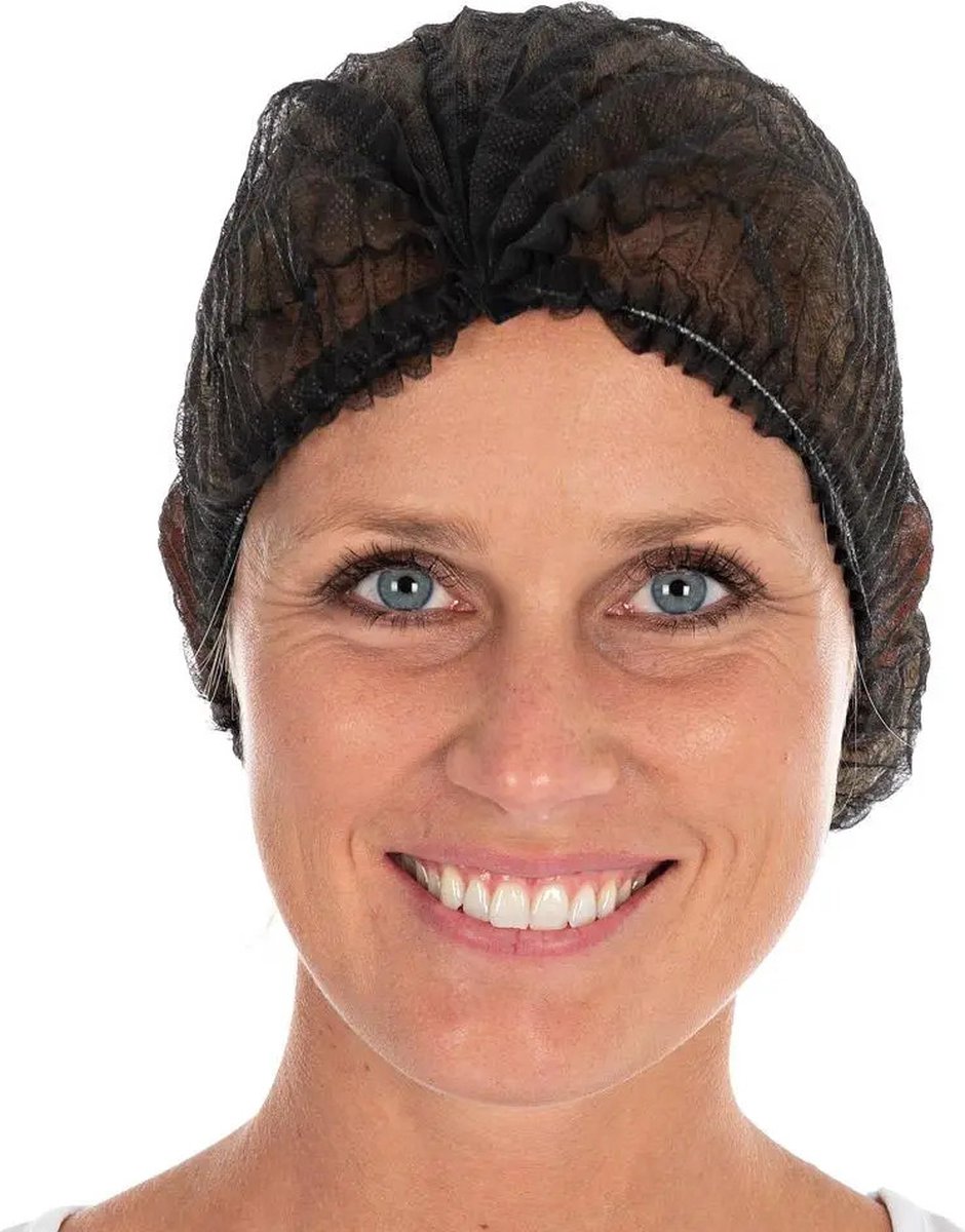 CMT® | 1000 stuks wegwerp haarnetjes | ZWART | non woven nitril | baret | niet steriel | clip caps